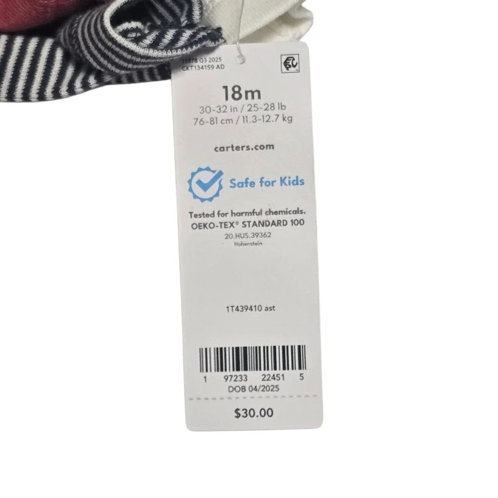 Carters Baby Boys 4-Pack Long Sleeve Sport Bodysuits Navy Red 18M 1T439410